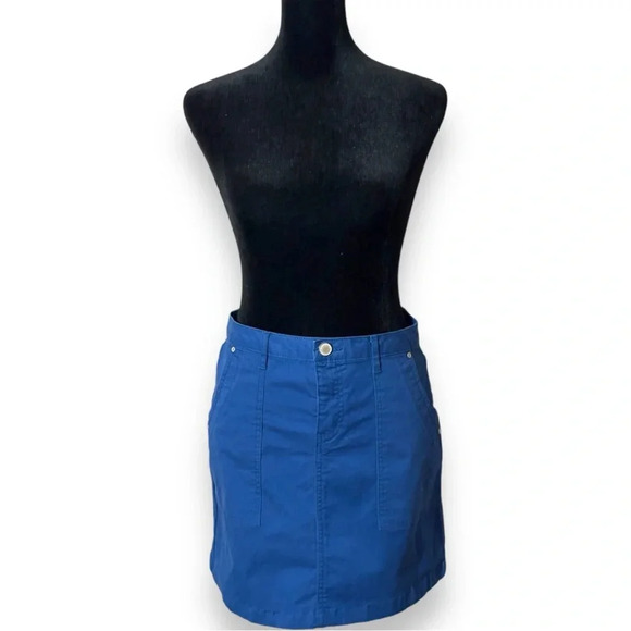 Copper Key Royal Blue Cotton Square Front Pockets Fitted Mini Skirt Size L - Picture 2 of 16